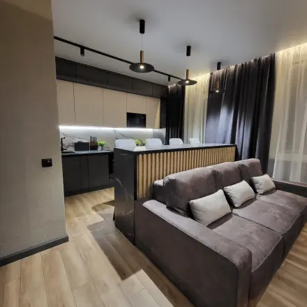 Кухня Бетон темный Бетон светлый Софт Латте